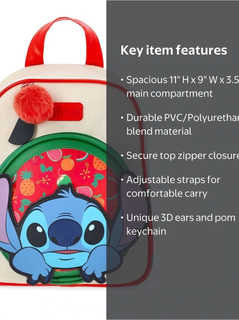 Bioworld Cream & Red Kids Stitch Fruit Mini Backpack
